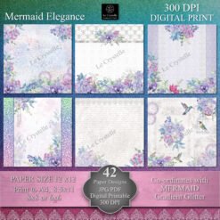 Mermaid Elegance Digital Paper 6 Pk set 3