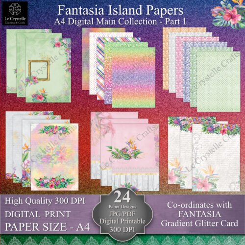 A4 Fantasia Island Digital Paper Collection Part 1