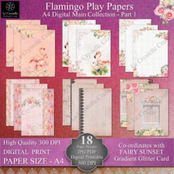 A4 Flamingo sunset paper parts 1
