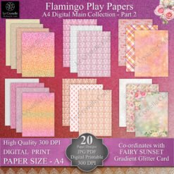 A4 Sunset Flamingo Play Digital Paper Collection Part 2