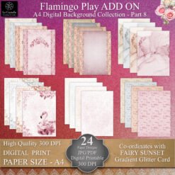 A4 Sunset Flamingo Play Digital ADD ON Background Collection Part 8