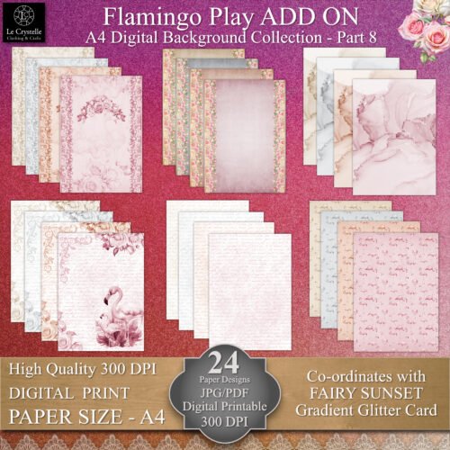 A4 Sunset Flamingo Play Digital ADD ON Background Collection Part 8