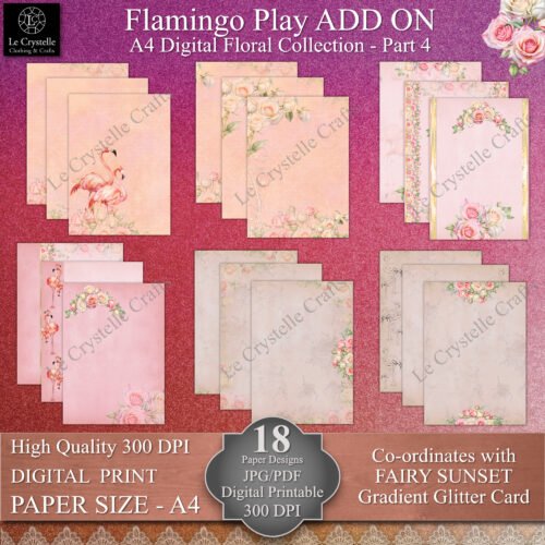 A4 Sunset Flamingo Play Digital ADD ON Floral Collection Part 4