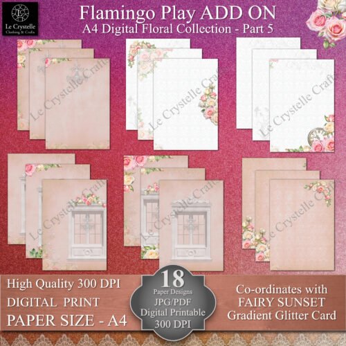A4 Sunset Flamingo Play Digital ADD ON Floral Collection Part 5