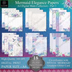 A4 Mermaid Elegance Digital Paper Collection Part 1