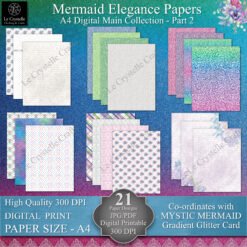 A4 Mermaid Elegance Digital Paper Collection Part 2