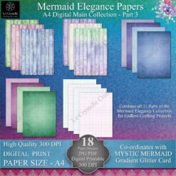 A4 Mermaid Elegance Digital Paper Collection Part 3