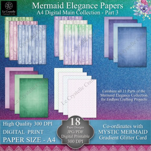A4 Mermaid Elegance Digital Paper Collection Part 3