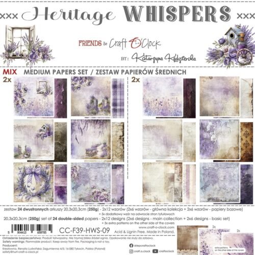 Heritage Whispers 8x8 Mixed Set Papers