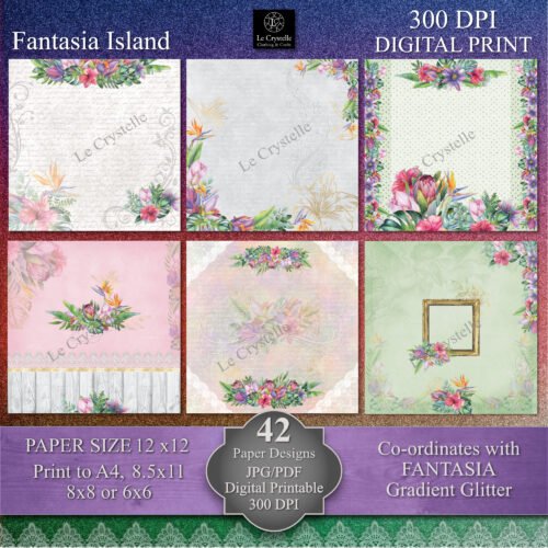 Fantasia Island Digital Paper Collection set 1 12x12