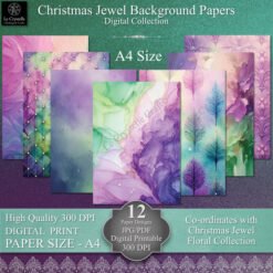 A4 Digital Christmas Jewel Background Collection