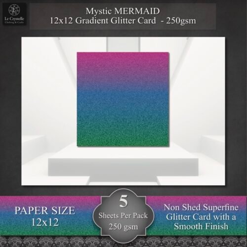 Mermaid Gradient Glitter Card Pack - 5 Pk
