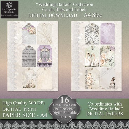Wedding Ballad Cards Tags & Elements